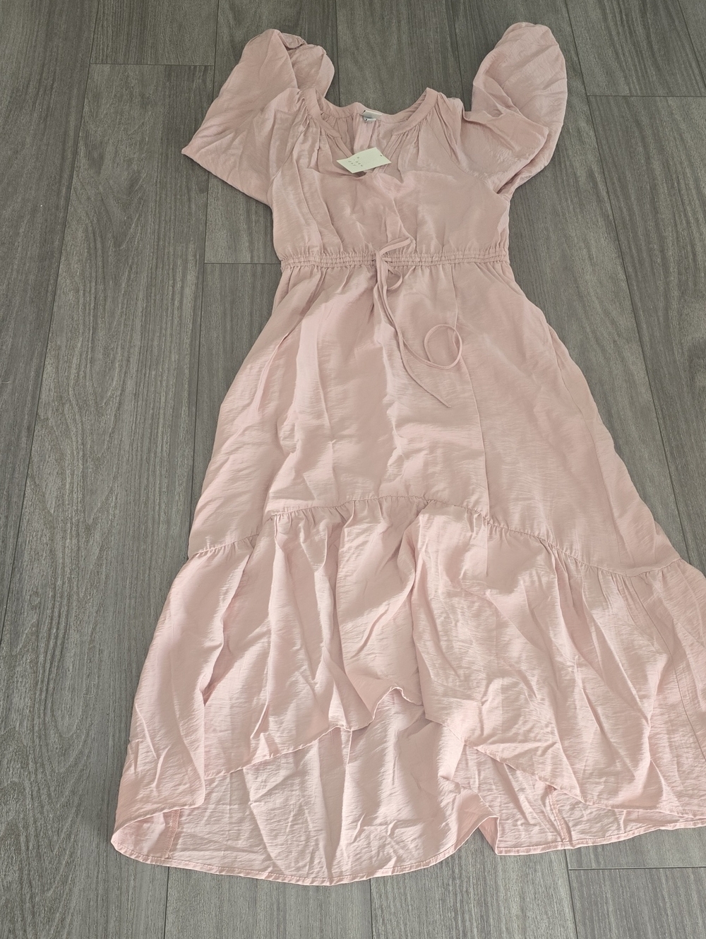 NWT a New Day Soft Pink Long Sleeve Midi Dress with Drawstring Waist - Picture 7 of 9